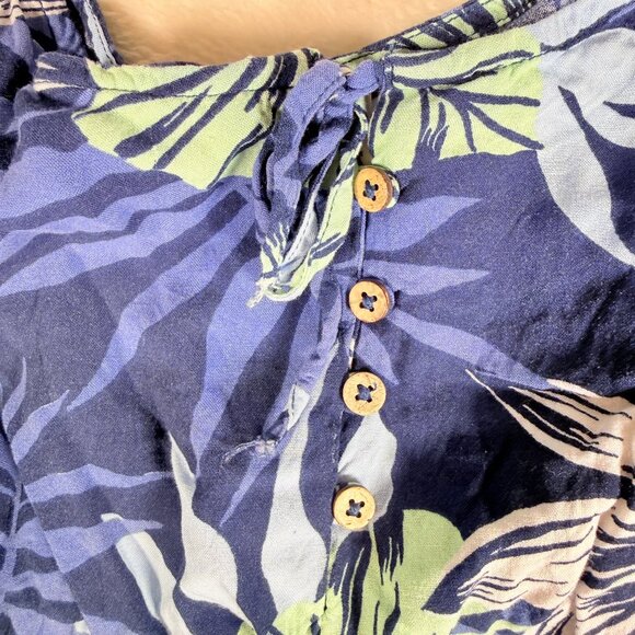 ROXY BEACHY VIBES INDIGO SEASIDE TROPICS SUNDRESS/COVERUP SIZE MEDIUM FLORAL - Picture 2 of 6